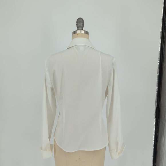 Conrad C Striped Pleats Button Down Top White Size 6P preppy Business casual - Picture 2 of 10